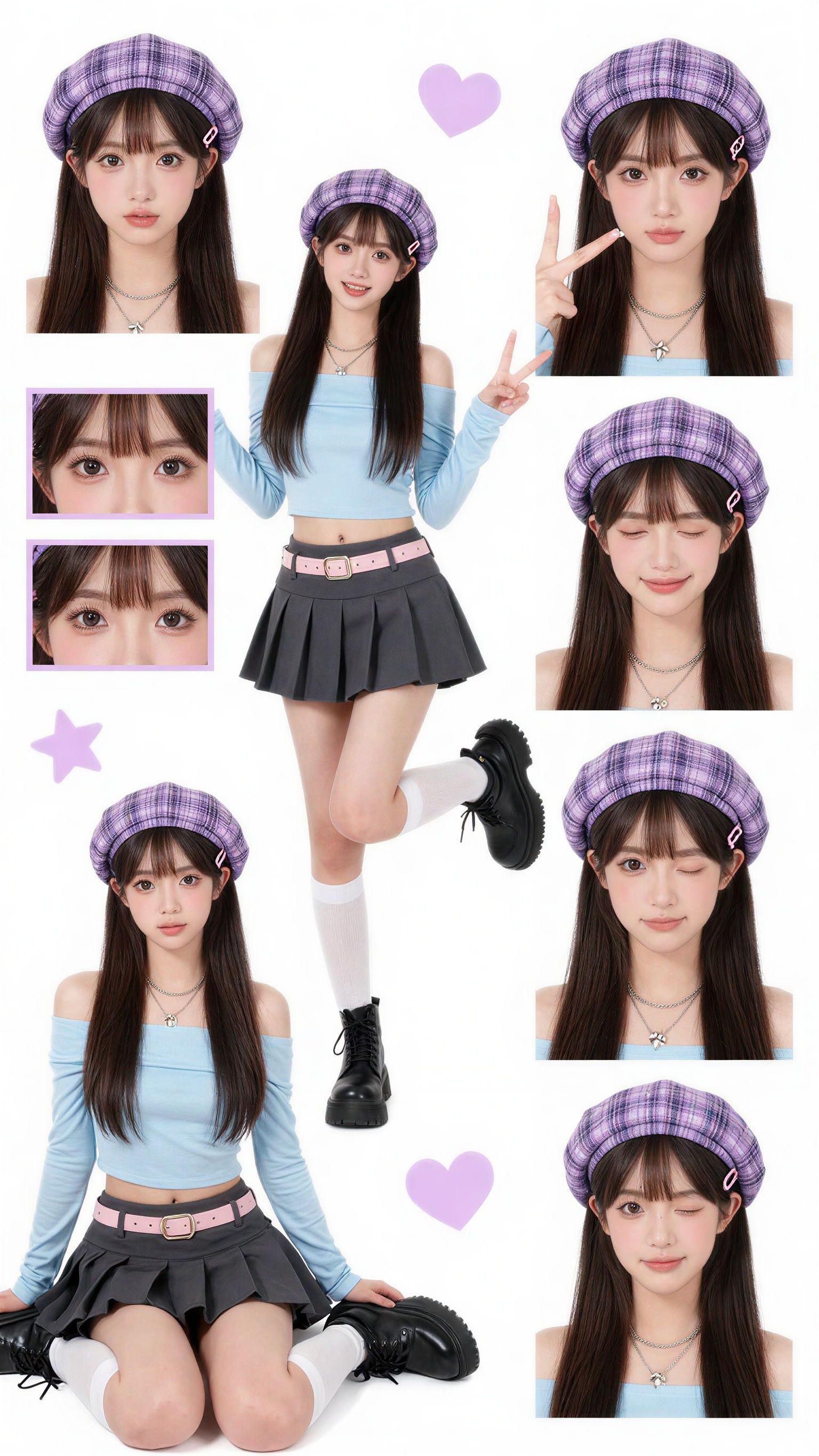 Create a high-quality Y2K kawaii street-style collage poster based on the uploaded portrait. Use the uploaded portrait ONLY as the facial identity and hairstyle
